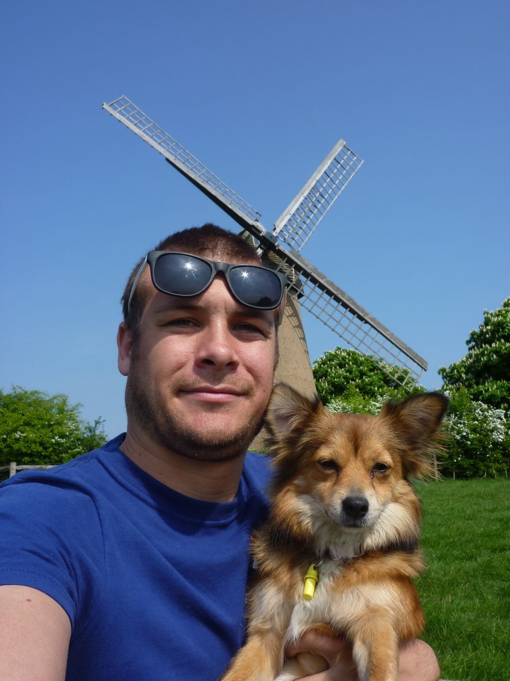 Warren with Foxy, the dog that started Premier Dog Walkers